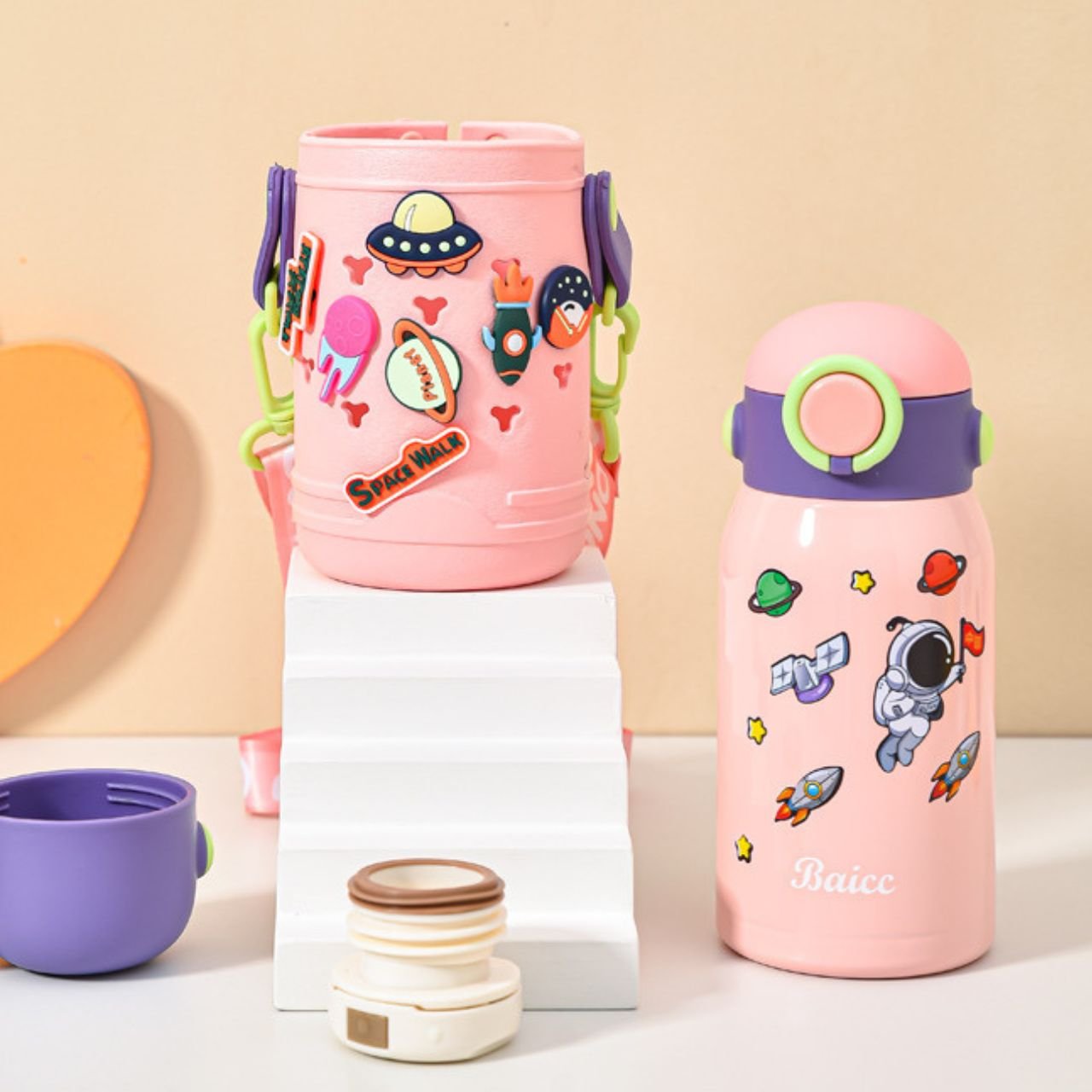 Stainless Steel Insulated Kids Sipper with Strap & Silicone Sleeve | Dual Cap | Portable & Leakproof Design | 500 ML | Assorted Colors | Box Packing - Image 7