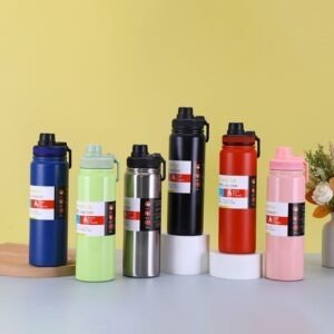 Stainless Steel Vacuum Insulated Sport Water Bottle | Leakproof Flip Lid with Lock | Portable & Compact | 1000 ML | Assorted Colors | Box Packing