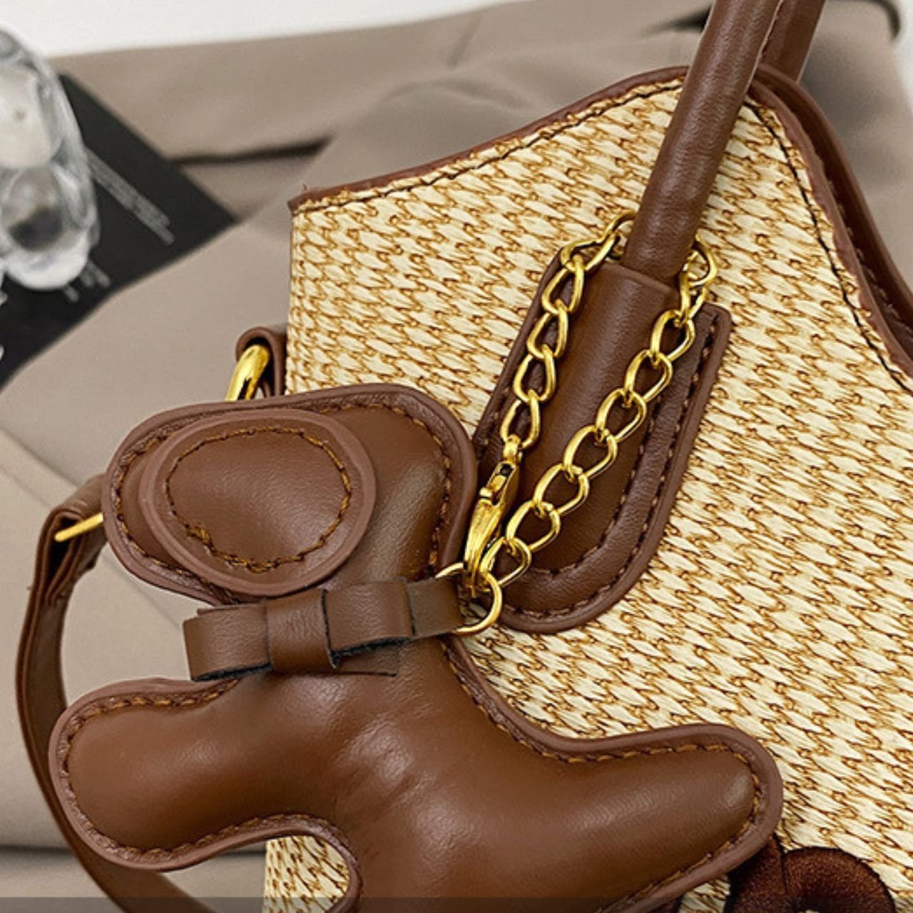 Stylish Woven Handbag for Women | PU Leather Top Handle | Adjustable Crossbody Sling | Smooth Zip Closure | 23x15x9 Cm | Assorted Colors | OPP Packing - Image 9