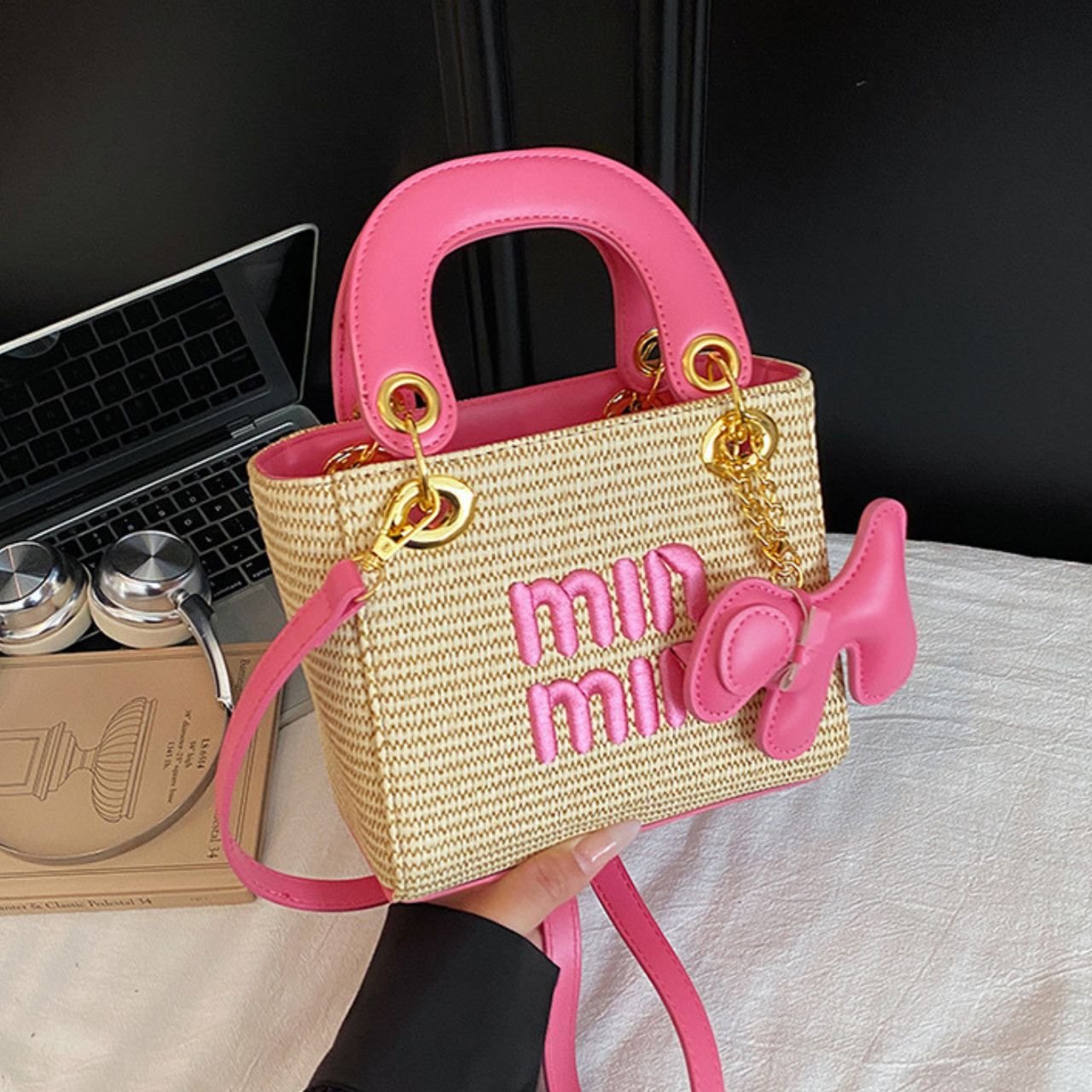 Stylish Woven Handbag for Women | PU Leather Top Handle | Adjustable Crossbody Sling | Smooth Zip Closure | 23x15x9 Cm | Assorted Colors | OPP Packing - Image 2