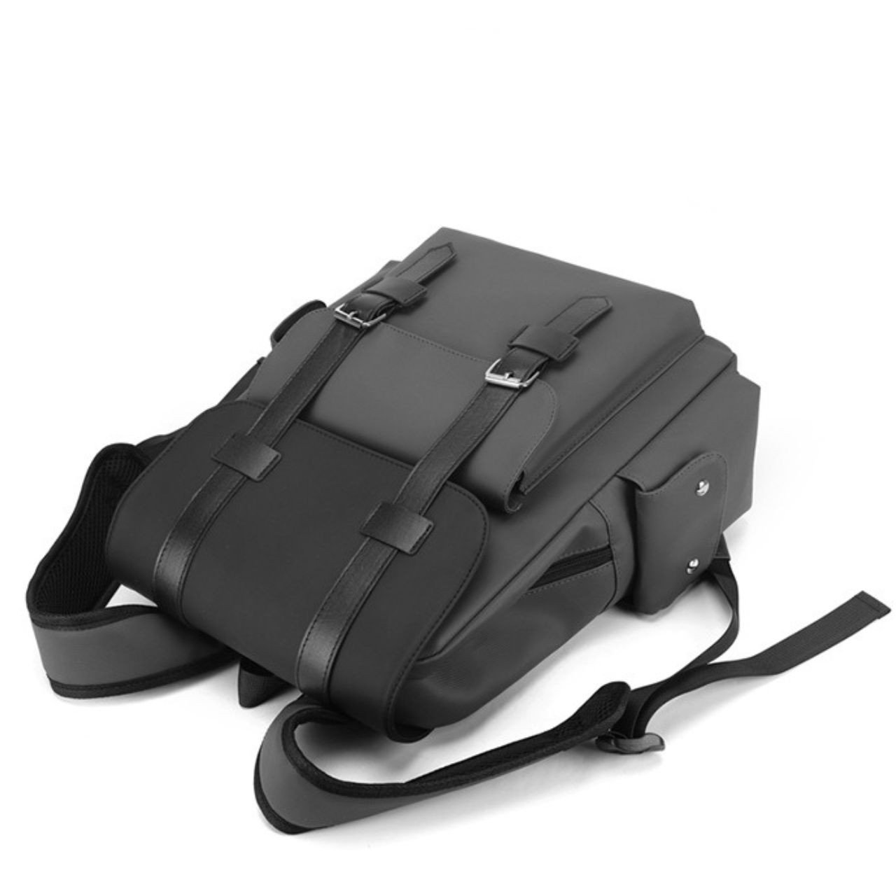 Premium PU Leather Waterproof Backpack for Men's | Buckle Flap Closure | Laptop & Travel Backpack | 32x14x38 Cm | Assorted Colors | OPP Packing - Image 4