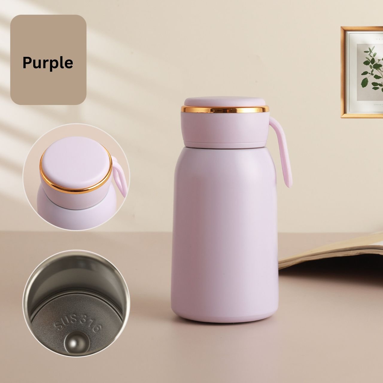 Stainless Steel Kawaii Insulated Water Bottle with Carry Strap | Portable & Leakproof | Wide Mouth | 320 ML | Assorted Colors | Box Packing - Image 8