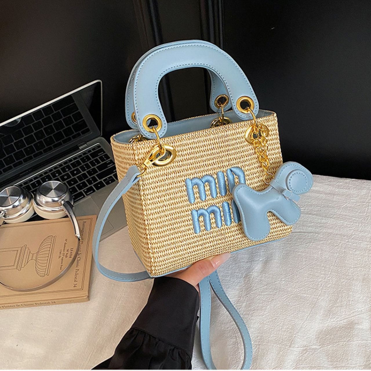Stylish Woven Handbag for Women | PU Leather Top Handle | Adjustable Crossbody Sling | Smooth Zip Closure | 23x15x9 Cm | Assorted Colors | OPP Packing - Image 3