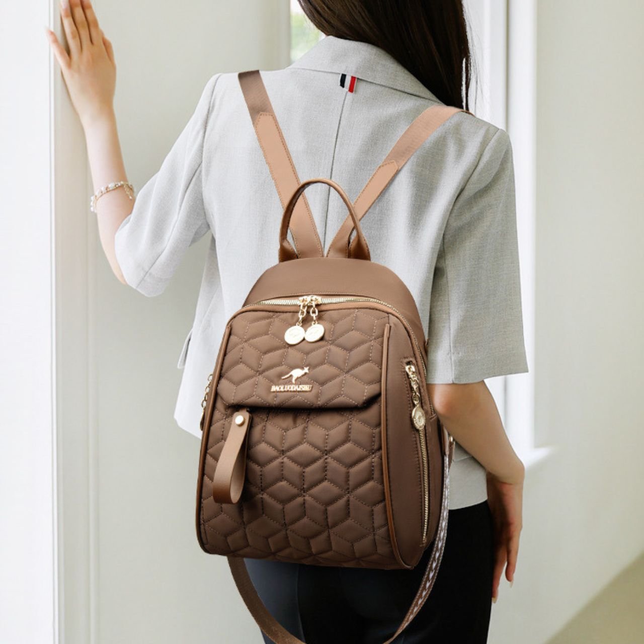 Premium Polyester Ladies Backpack | Multi Pocket | Travel & Everyday Use | Adjustable Shoulder Strap | 25x8x30 Cm | Assorted Colors | OPP Packing - Image 3