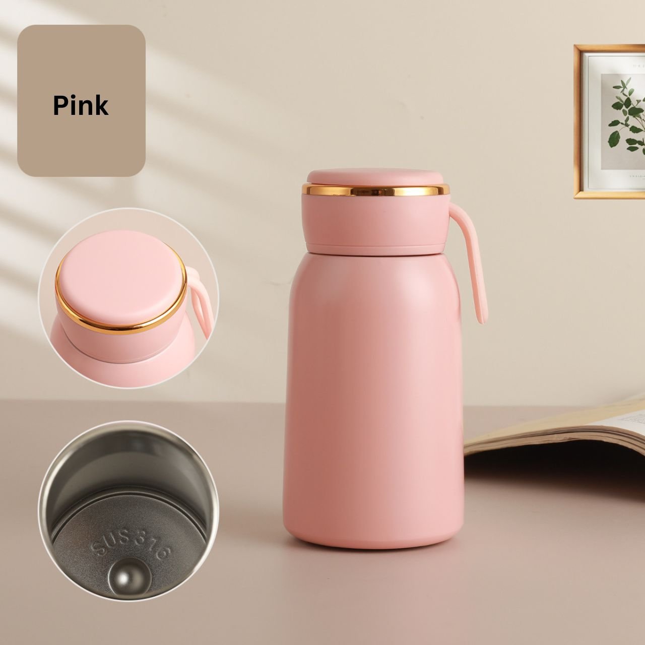 Stainless Steel Kawaii Insulated Water Bottle with Carry Strap | Portable & Leakproof | Wide Mouth | 320 ML | Assorted Colors | Box Packing - Image 7