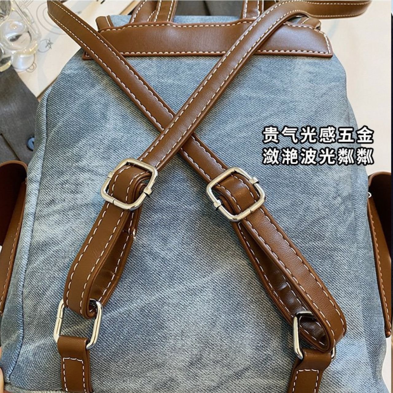 Cute Mini Canvas Backpack for Girls | PU Leather Flap & Drawstring Closure | Lightweight | Multi Pocket | 24x22x12 Cm | Assorted Colors | OPP Packing - Image 6