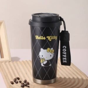 Stainless Steel Kawaii Coffee Sipper with Carry Band | Double wall Insulation | Cartoon Printed | Portable & Leakproof | 500 ML | Assorted Colors | Box Packing