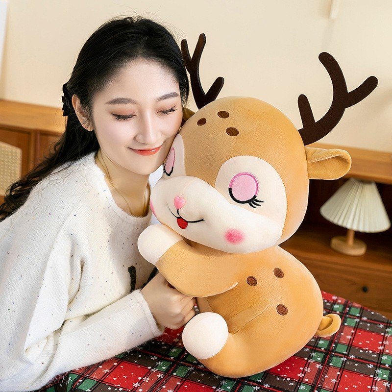 Cute Sleeping Sika Deer Plush Toy for Kids | 30 CM | Huggable & Washable | Imported Skin | OPP Packing - Image 3