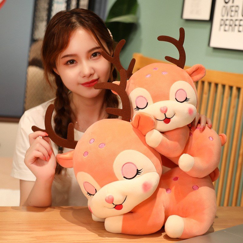 Cute Sleeping Sika Deer Plush Toy for Kids | 30 CM | Huggable & Washable | Imported Skin | OPP Packing - Image 2