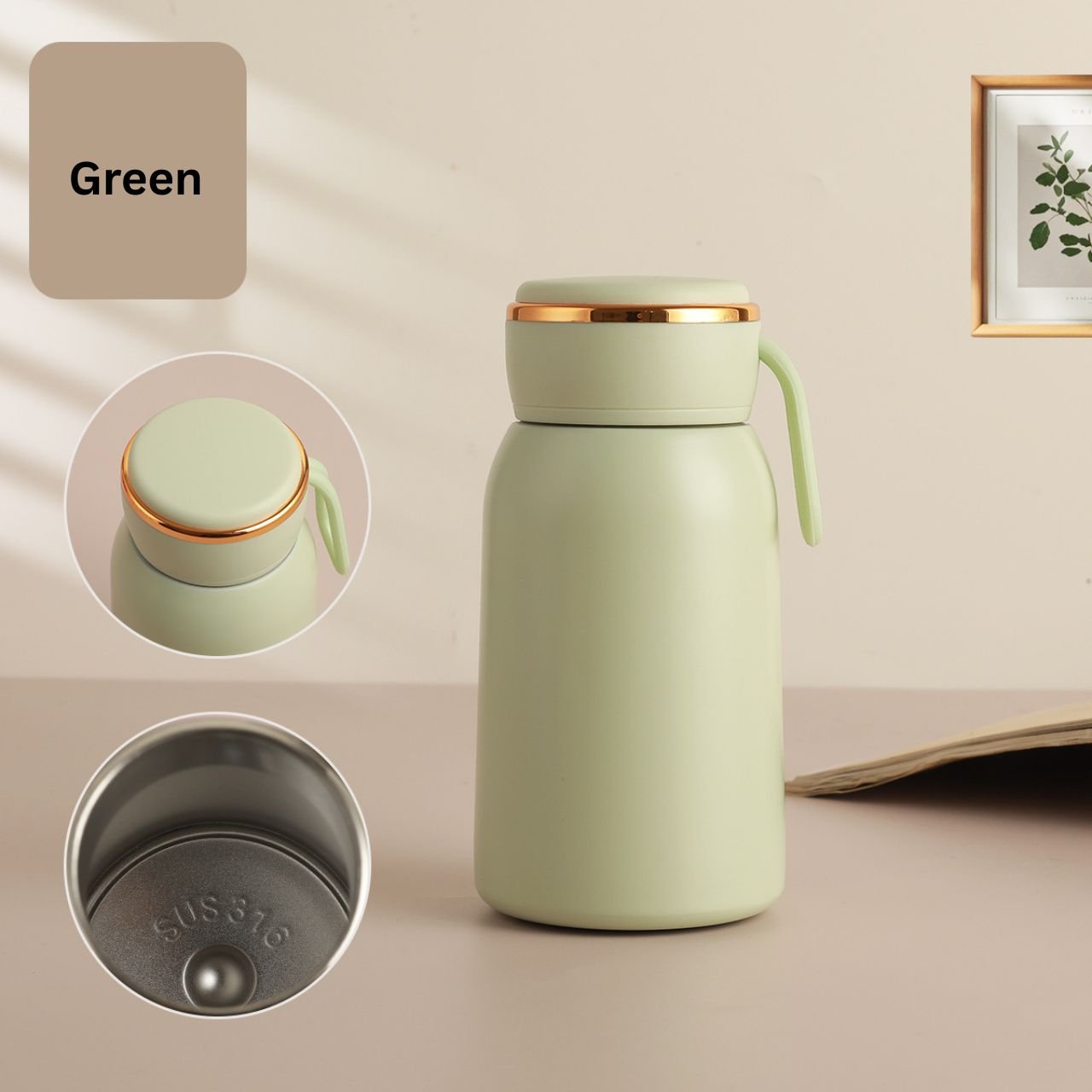 Stainless Steel Kawaii Insulated Water Bottle with Carry Strap | Portable & Leakproof | Wide Mouth | 320 ML | Assorted Colors | Box Packing - Image 5