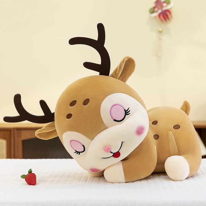 Cute Sleeping Sika Deer Plush Toy for Kids | 30 CM | Huggable & Washable | Imported Skin | OPP Packing - Image 4