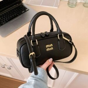 Premium PU Leather Mini Boston Hand Bag | Adjustable Sling & Smooth Zip Closure | Crossbody Bag | 11x23x8 Cm | Assorted Colors | OPP Packing