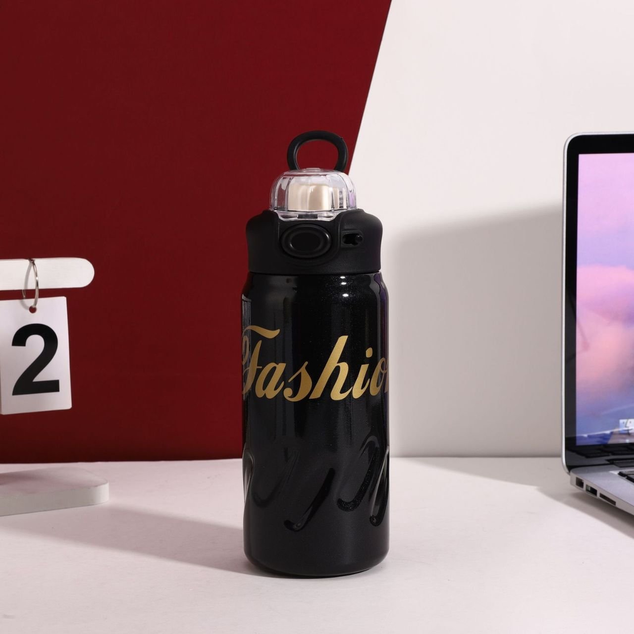 Stainless Steel Sport Water Bottle with Carry Loop | Double wall Insulation | Portable & Leakproof | Dual Sip | 600 ML | Assorted Colors | Box Packing - Image 5