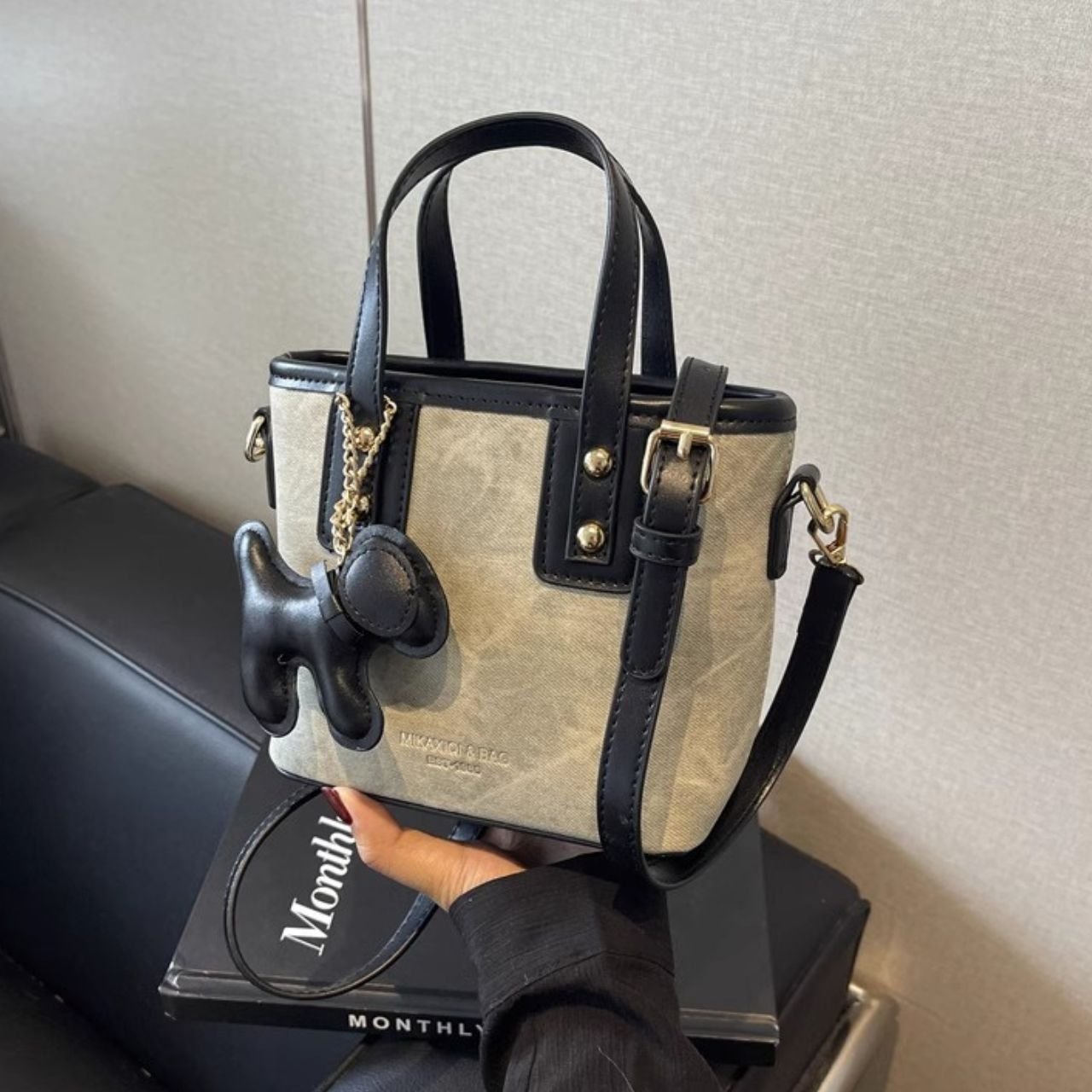 PU Leather Mini Handbag with Handle | Top Handle | Adjustable Crossbody Sling | Smooth Zip Closure | 19x9x16 Cm | Assorted Colors | OPP Packing - Image 2