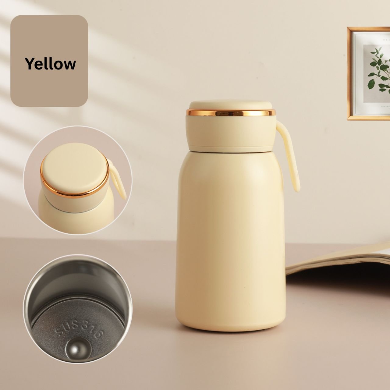 Stainless Steel Kawaii Insulated Water Bottle with Carry Strap | Portable & Leakproof | Wide Mouth | 320 ML | Assorted Colors | Box Packing - Image 6