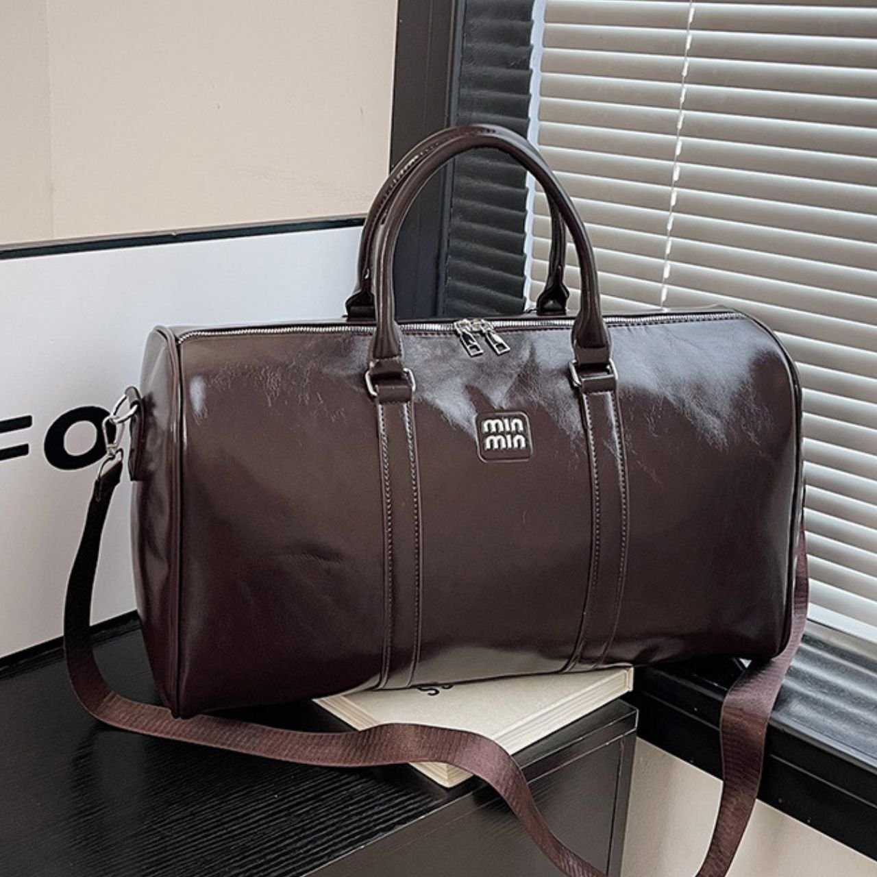 Premium PU Leather Duffle Bag with Top Handle | Zip Closure | Adjustable Shoulder Strap | Travel & Gym | 48x22x27 Cm | Assorted Colors | OPP Packing - Image 3