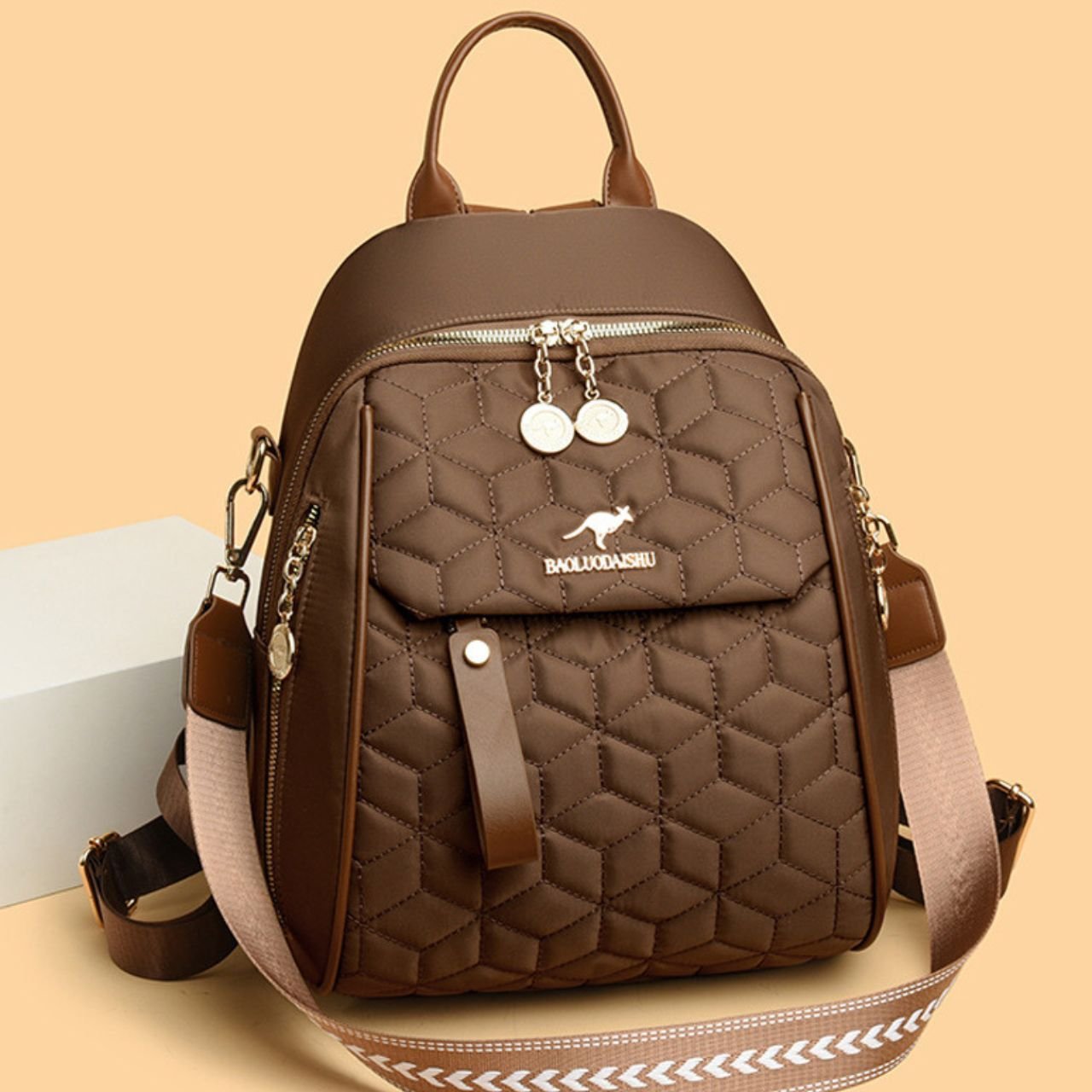 Premium Polyester Ladies Backpack | Multi Pocket | Travel & Everyday Use | Adjustable Shoulder Strap | 25x8x30 Cm | Assorted Colors | OPP Packing