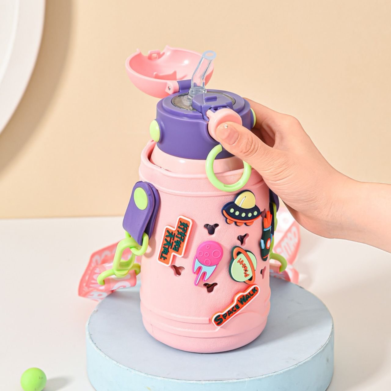 Stainless Steel Insulated Kids Sipper with Strap & Silicone Sleeve | Dual Cap | Portable & Leakproof Design | 500 ML | Assorted Colors | Box Packing - Image 8