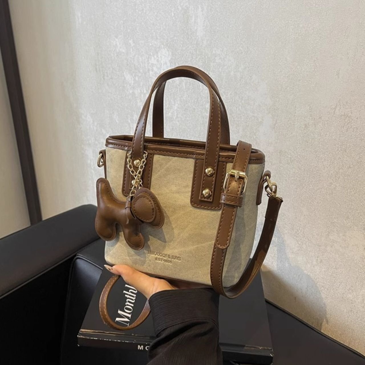 PU Leather Mini Handbag with Handle | Top Handle | Adjustable Crossbody Sling | Smooth Zip Closure | 19x9x16 Cm | Assorted Colors | OPP Packing - Image 3