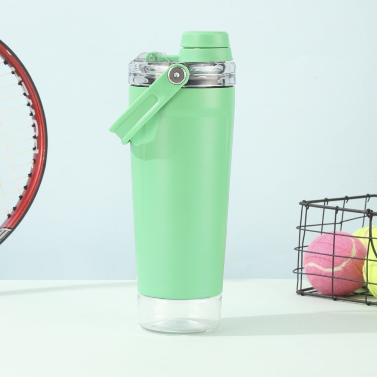 Stainless Steel Insulated Tumbler | Leakproof Flip Lid | Portable Carry Handle | Transparent Base | 600 ML | Assorted Colors | Box Packing - Image 2