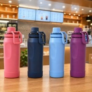 Stainless Steel Sport Bottle | Double wall Insulation | Portable & Leakproof | Silicone Bottom | 750 ML | Assorted Colors | Box Packing