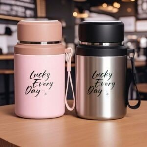 Stainless Steel Food Bowl with Carry Strap | Double wall Insulation | Portable & Leakproof | 800 ML | Assorted Colors | Box Packing