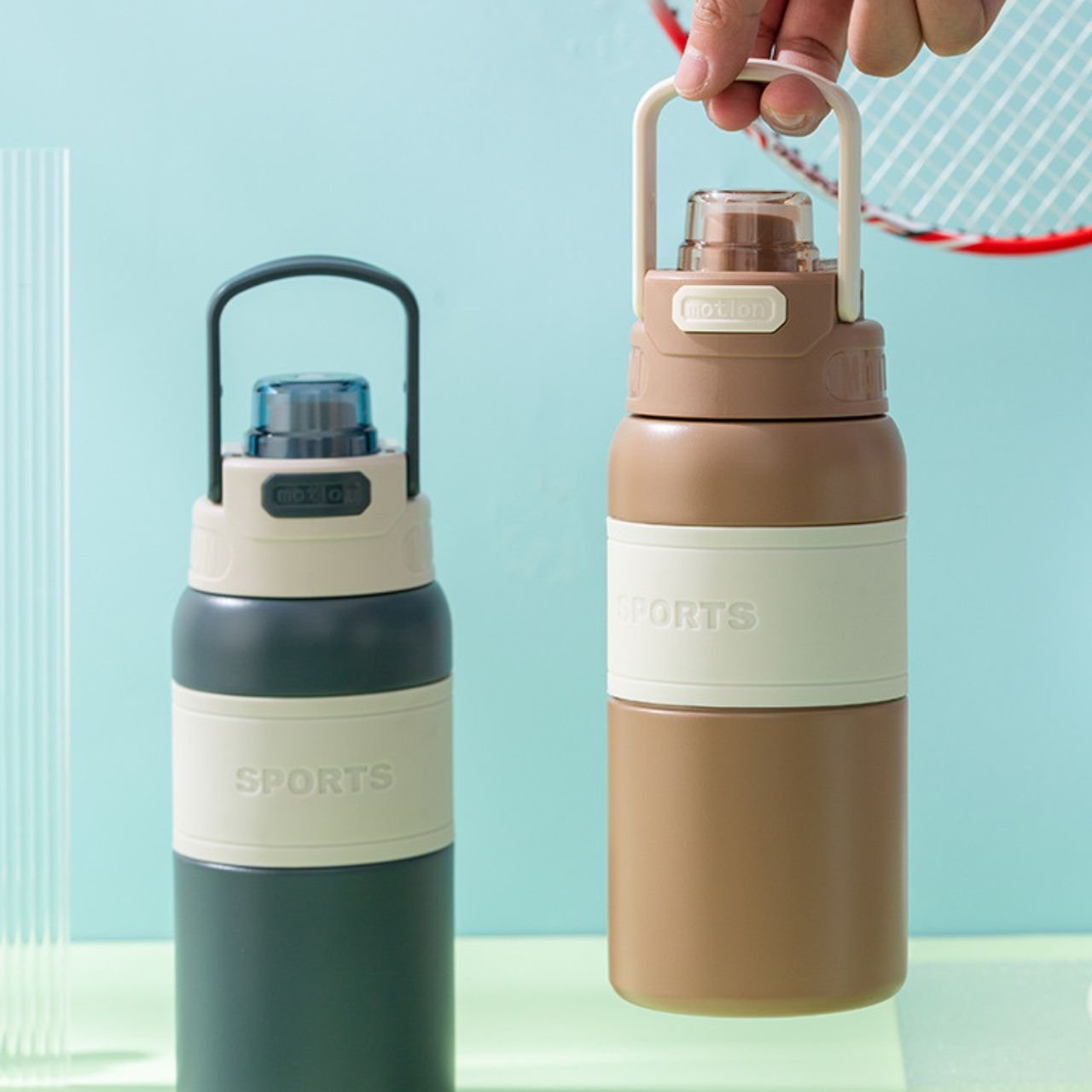 Stainless Steel Insulated Bottle with Handle | Portable & Leakproof | Silicone Sleeve | Push Lock Button | 600 ML | Assorted Colors | Box Packing - Image 2