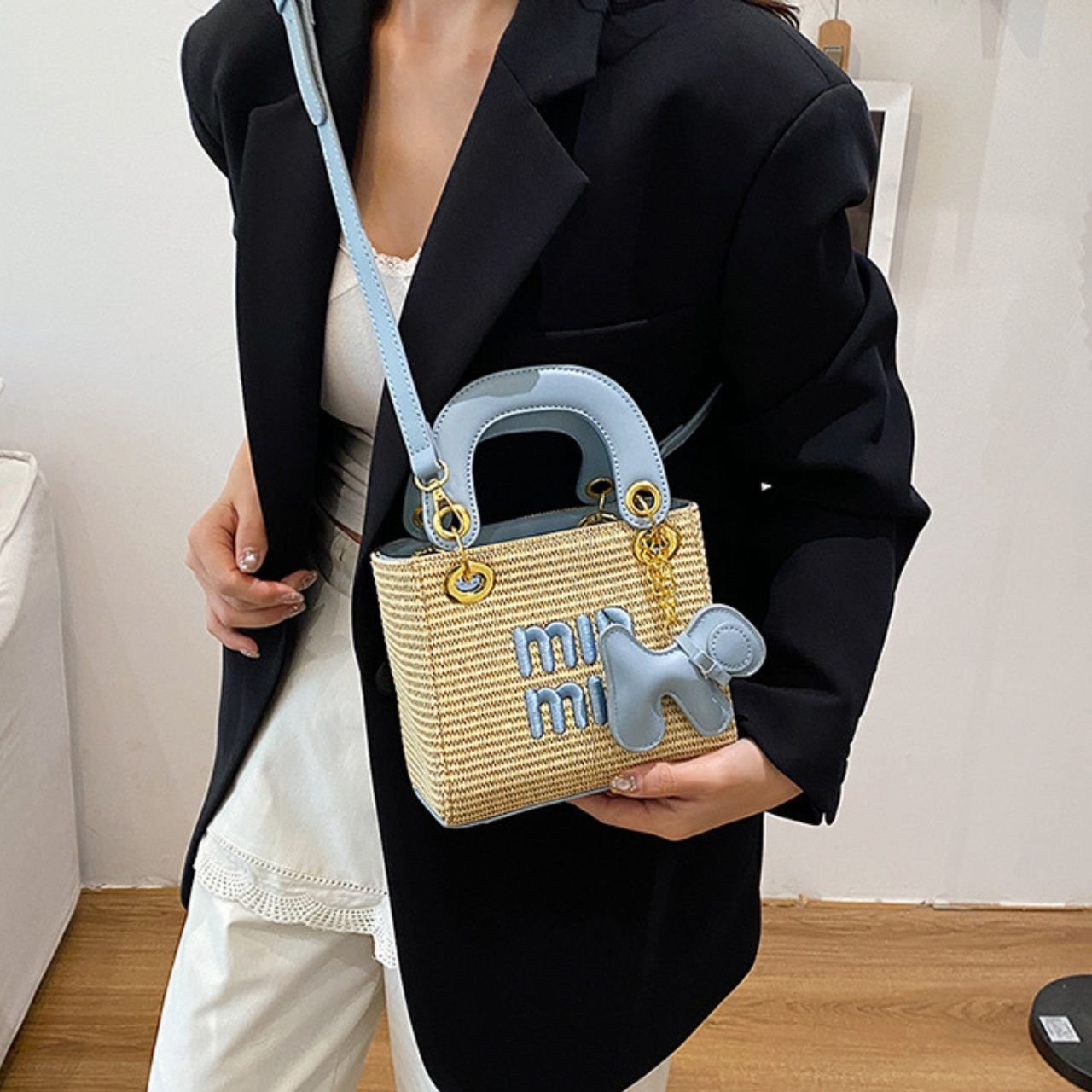 Stylish Woven Handbag for Women | PU Leather Top Handle | Adjustable Crossbody Sling | Smooth Zip Closure | 23x15x9 Cm | Assorted Colors | OPP Packing - Image 6