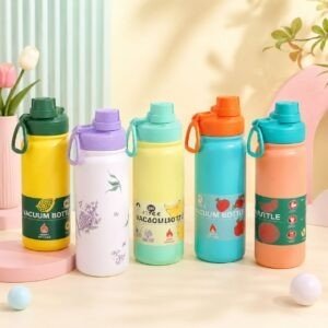 Stainless Steel Printed Sport Bottle | Double wall Insulation | Portable & Leakproof | Slim Design | 800 ML | Assorted Colors | Box Packing
