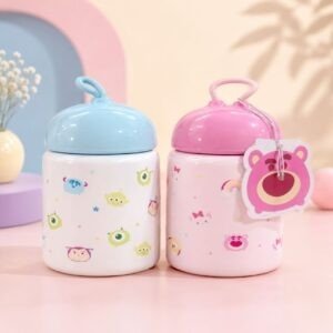 Stainless Steel Cute Cartoon Water Bottle with Carry Handle | Double wall Insulation | Portable & Leakproof | 260 ML | Assorted Colors | Box Packing