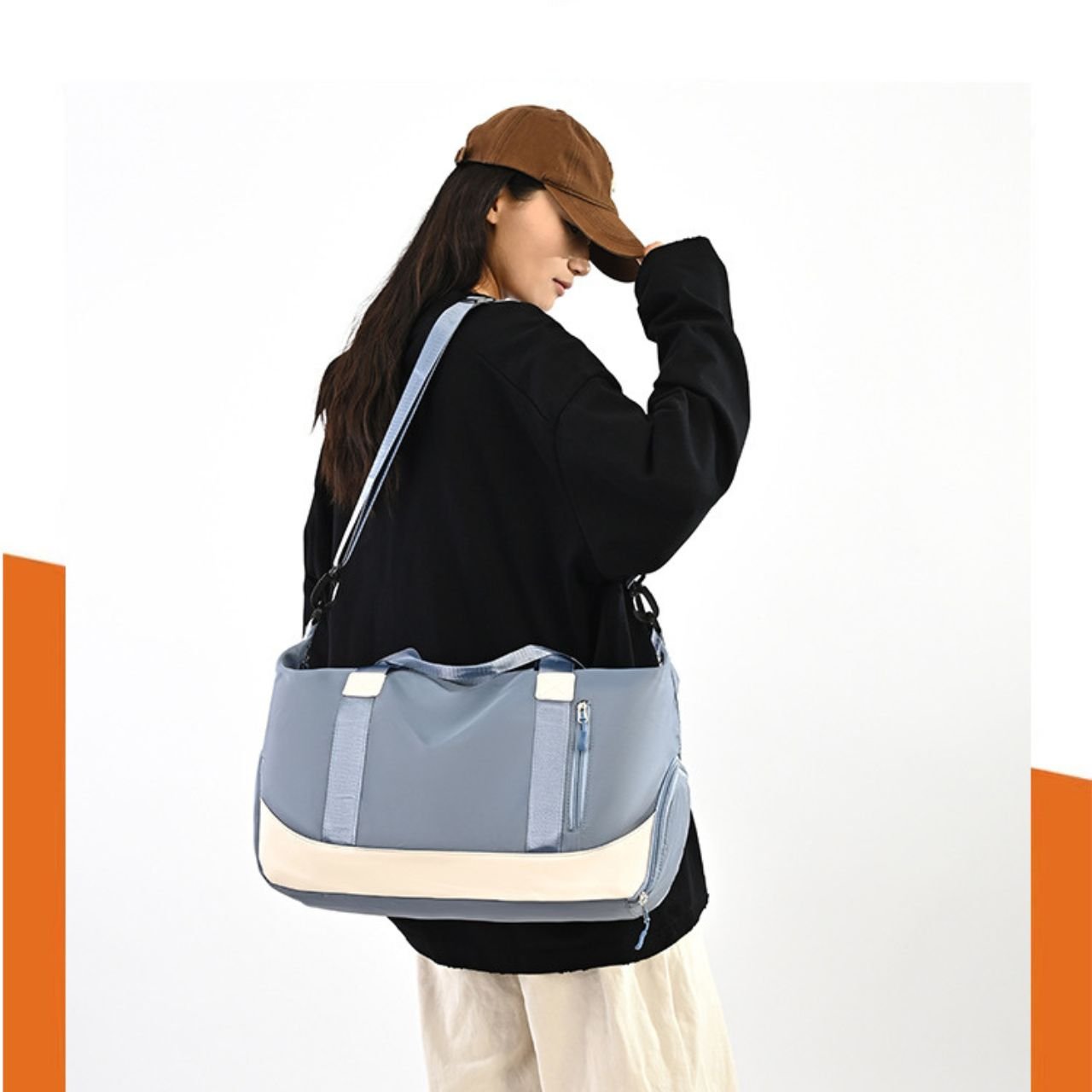 Waterproof Duffle Bag with Top Handle | Travel & Gym | Shoes Compartment | Zip Closure | Adjustable Shoulder Strap | 33x20x50 Cm | Assorted Colors | OPP Packing - Image 4