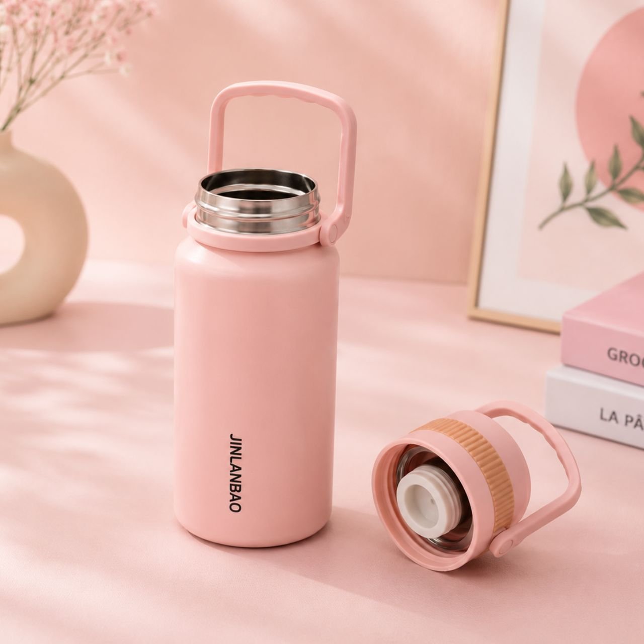 Stainless Steel Thermos Bottle with Handle | Double wall Insulation | Portable & Leakproof | 1200 ML | Assorted Colors | Box Packing - Image 3