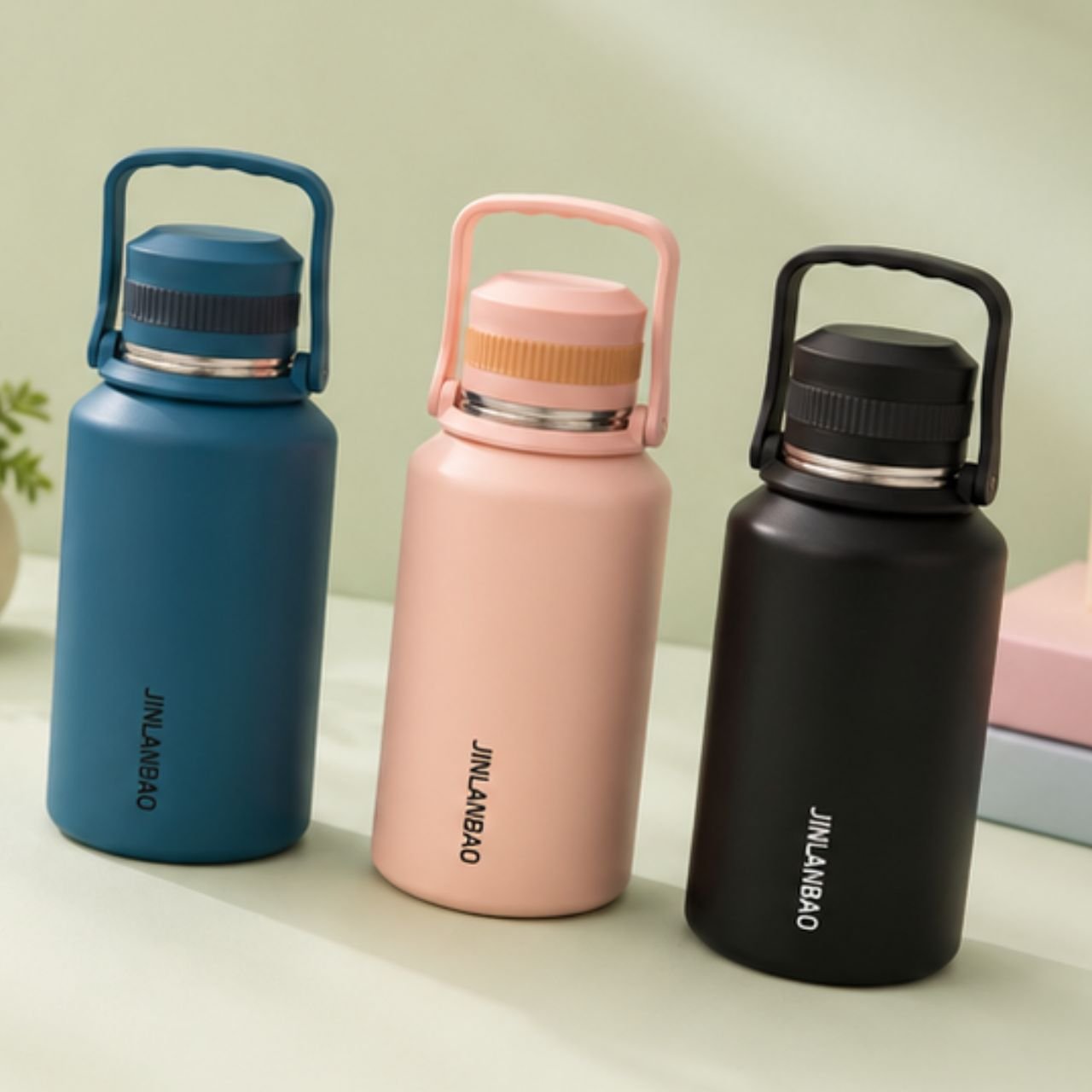 Stainless Steel Thermos Bottle with Handle | Double wall Insulation | Portable & Leakproof | 1200 ML | Assorted Colors | Box Packing - Image 2