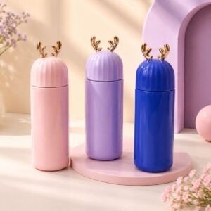 Stainless Steel Handy Bottle with Horn | Double wall Insulation | Portable & Leakproof | Wide Mouth | 300 ML | Assorted Colors | Box Packing
