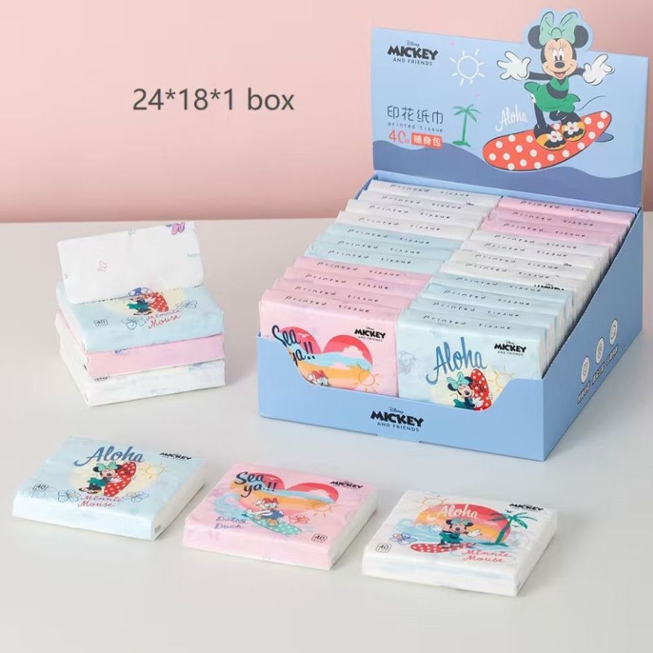 Pocket Tissue Paper Pack | 3 Ply Disposable Facial Tissue | 40 Sheet | Travel Friendly | Pocket Size | Assorted Colors & Prints | Display Box Packing - Image 3