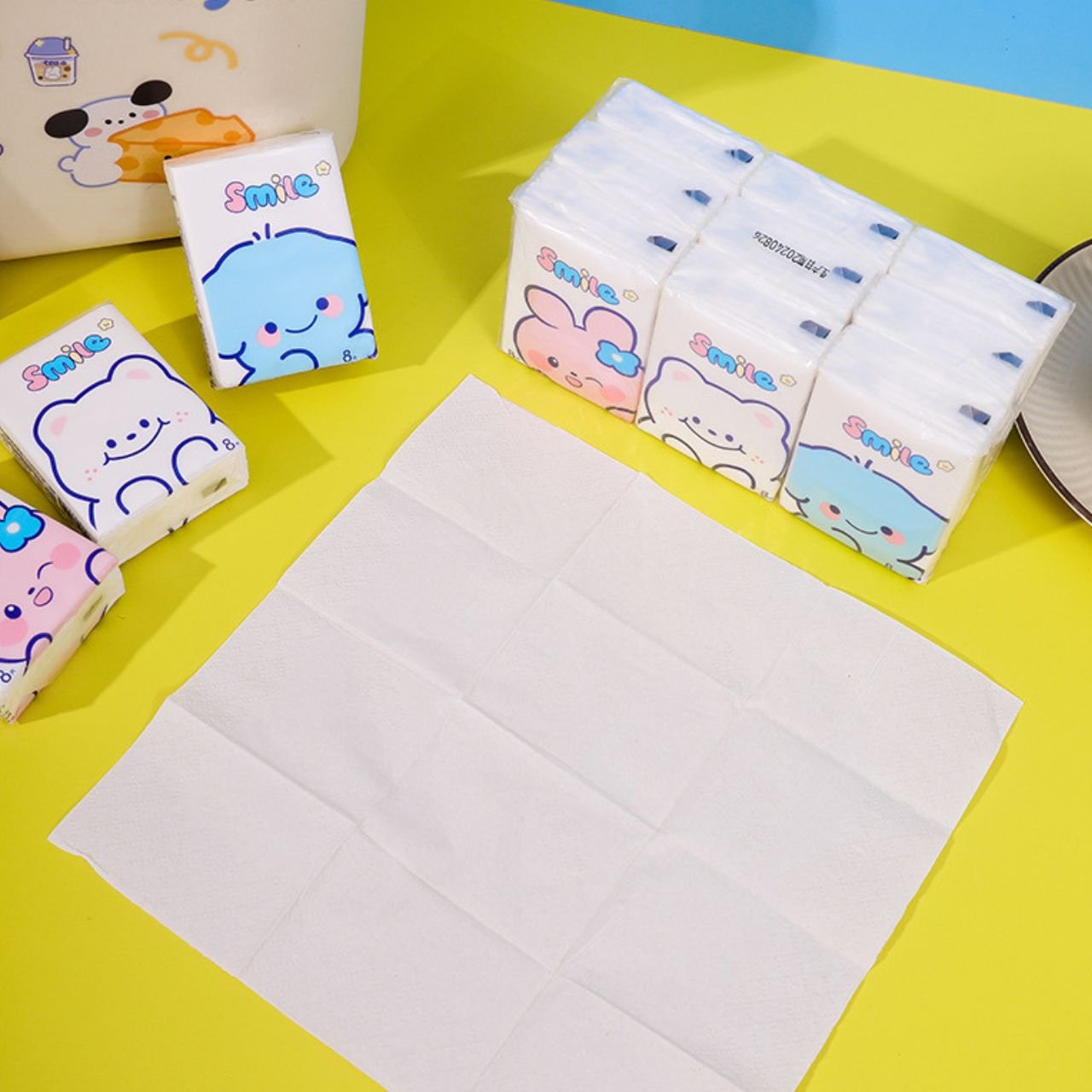 Pocket Tissue Paper Pack | 3 Ply Disposable Facial Tissue | Soft, Skin & Travel Friendly | 8 Sheets Per Pack | 9 Pack in Bundle | Assorted Cartoon Prints | OPP Packing - Image 7