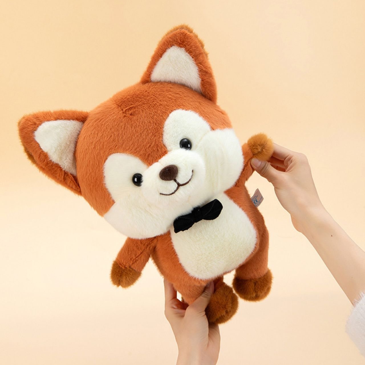 Cute Fox Plush Toy with Bow Tie | Soft & Huggable | Washable & Imported Skin | 25 Cm | OPP Packing - Image 2