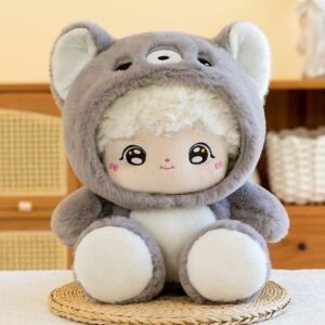 Cute Kawaii Plush Toy with Hoodie | Soft & Cuddly Stuffed Toy for Kids | Washable & Imported Skin | 40-45 Cm | Assorted Colors | OPP Packing