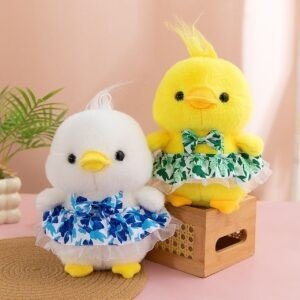 Cute Duck Plush Toy with Floral Dress | Soft & Cuddly Stuffed Duck Doll for Kids | Washable & Imported Skin | 20-23 Cm | Assorted Colors | OPP Packing