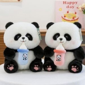 Cute Panda Plush Toy with Milk Bottle | Soft & Cuddly Stuffed Toy | Washable & Huggable | Imported Skin | 40-45 Cm | Assorted Colors | OPP Packing