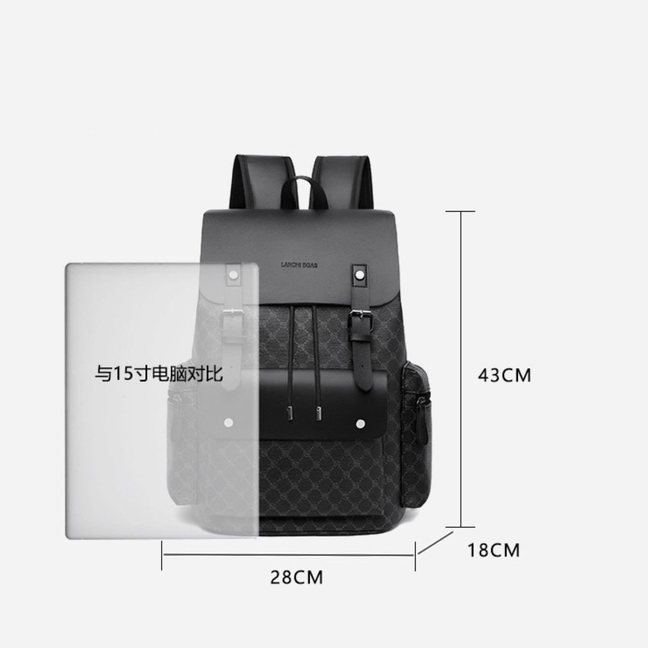Premium PU Leather Laptop Backpack | Multi Compartment | Unisex Travel Backpack | Drawstring Closure | 28x18x43 Cm | Assorted Colors | OPP Packing - Image 8