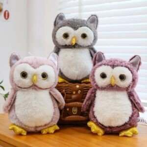 Cute Owl Plush Toy | Soft Fluffy Stuffed Owl Dolls with Sparkly Eyes & Golden Feet | Imported Skin | 22 Cm | Assorted Colors | OPP Packing