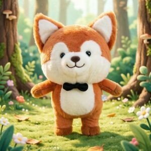 Cute Fox Plush Toy with Bow Tie | Soft & Huggable | Washable & Imported Skin | 25 Cm | OPP Packing