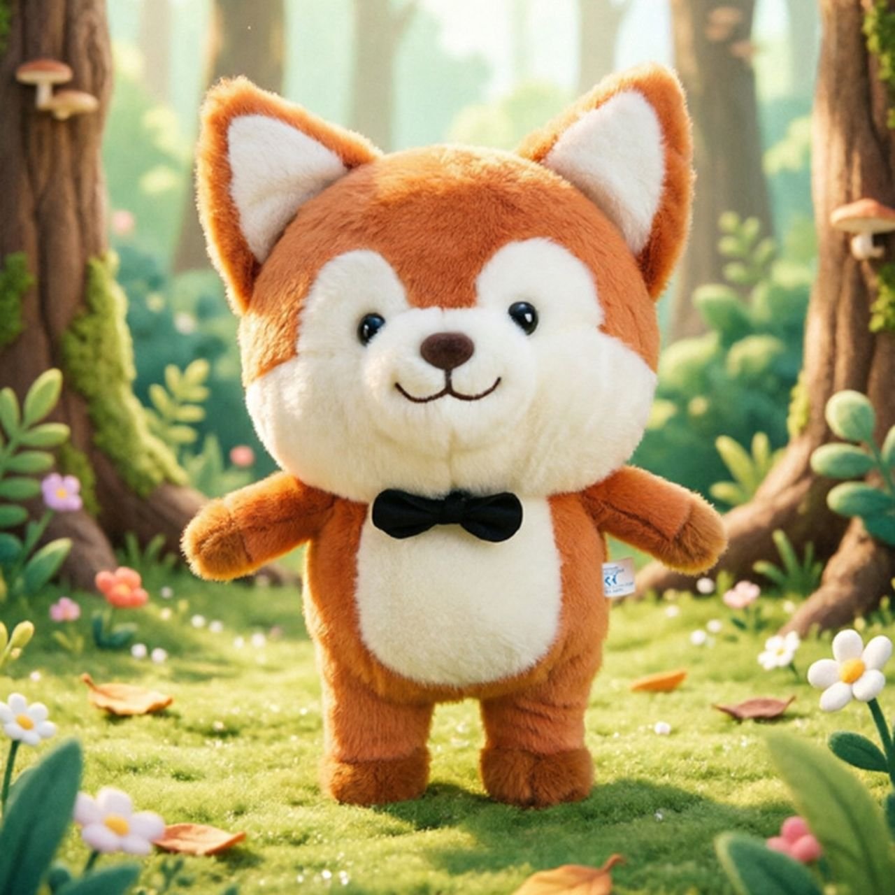 Cute Fox Plush Toy with Bow Tie | Soft & Huggable | Washable & Imported Skin | 25 Cm | OPP Packing