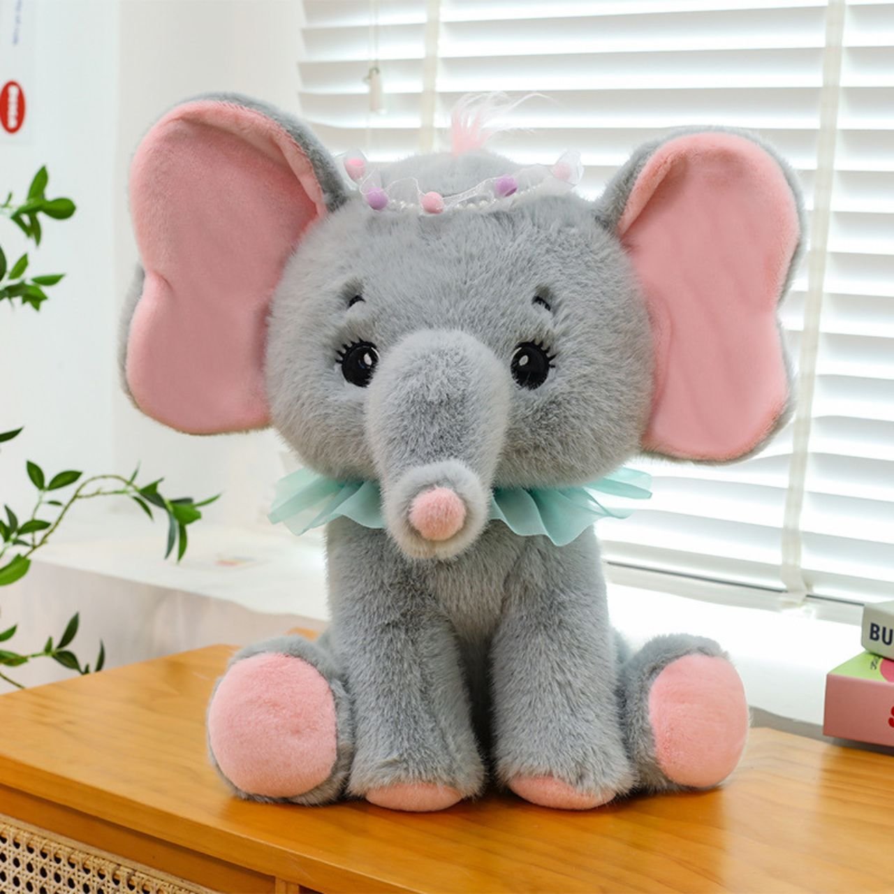 Cute Elephant Plush Toy with Sweet Ribbon Collar | Soft & Cuddly Stuffed Animals for Kids | Washable & Imported Skin | 40-45 Cm | Assorted Colors | OPP Packing - Image 3