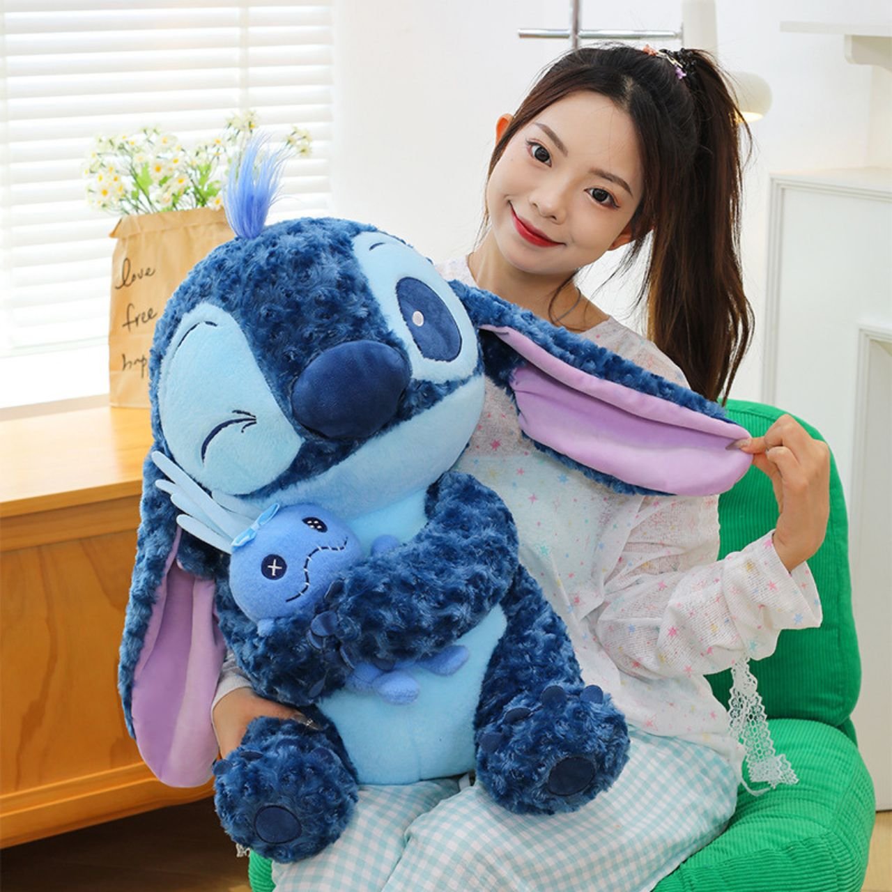 Cute Stitch Plush Toy with Mini Soft Doll | Soft & Cuddly Stuffed Toy | Washable & Imported Skin | 40-45 Cm | Assorted Colors | OPP Packing - Image 3