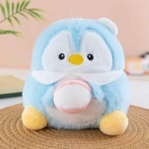 Cute Blue Penguin Plush Toy | Soft & Cuddly Stuffed Animal | Adorable Round Penguin Design with White Belly & Yellow Feet | 22 Cm | OPP Packing