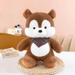 Cute Chipmunk Plush Toy with Polka Dot Scarf | Soft & Cuddly Stuffed Toy for Kids | Adorable Animal Design | Imported Skin | 45 Cm | OPP Packing