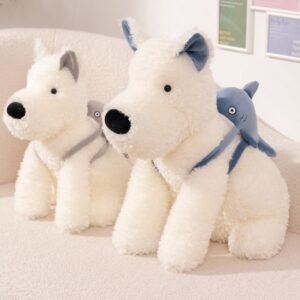 Cute Wolf Plush Toy with Blue Shark Backpack | Soft & Cuddly Stuffed Toy for Kids | Adorable Wolf Design | Imported Skin | 40-45 Cm | OPP Packing