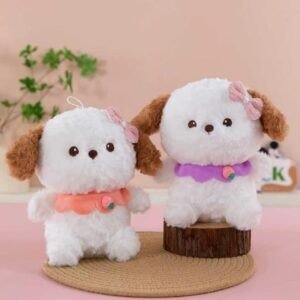 Cute Puppy Plush Toy with Bow | Soft & Cuddly Stuffed Dog Toy | Adorable Kids Gift | Imported Skin | 20-23 Cm | Assorted Colors | OPP Packing